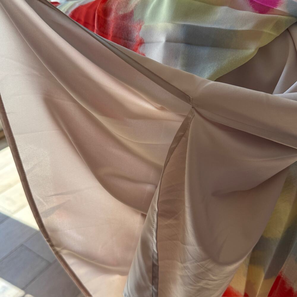 1.STATE Sand Peach Pleated Midi Dress Accordion Racerback Wedding Guest Large L - Picture 11 of 12
